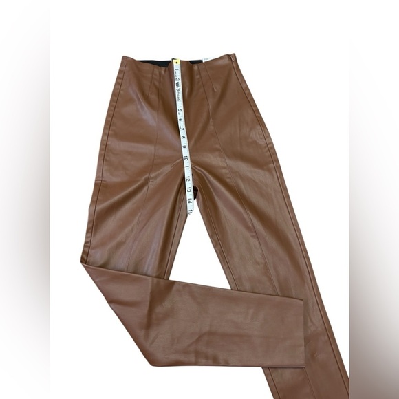 ZARA, High-Waisted Faux Leather Leggings, Small, Brown - Picture 8 of 11